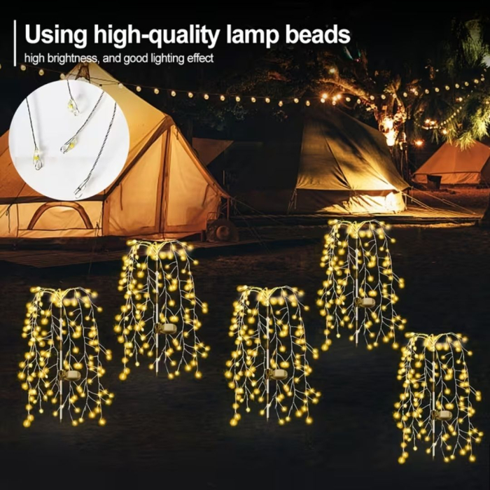 Set 2 Lampi Solare Decorative tip Salcie  pentru Curte si Gradina, 120 LED-uri, Lumina Calda/Rece/Multicolor [8]