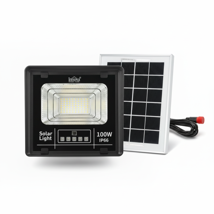 Set 2 X Proiector Solar Innova 100W , IP66 , Indicator Batarie , Telecomanda , 6500k , 3 Ani Garantie [4]