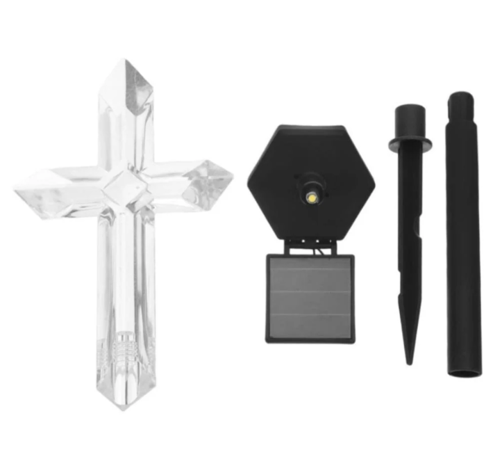Set 4 Cruci Solare Decorative LED Alb Cald pentru Gradina si Cimitir - Iluminare Automata [5]