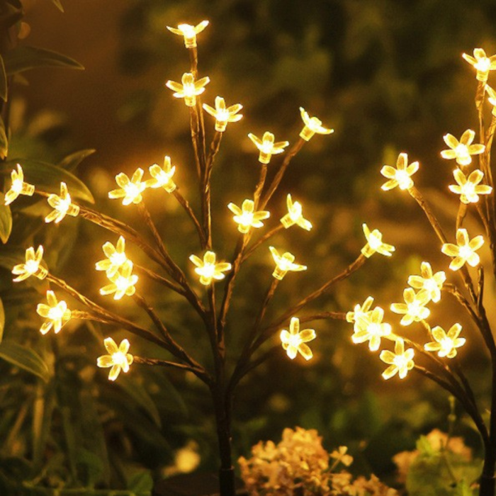 Set 4 Lampi Solare Decorative Ramura cu Flori LED, 65cm, IP66 [4]
