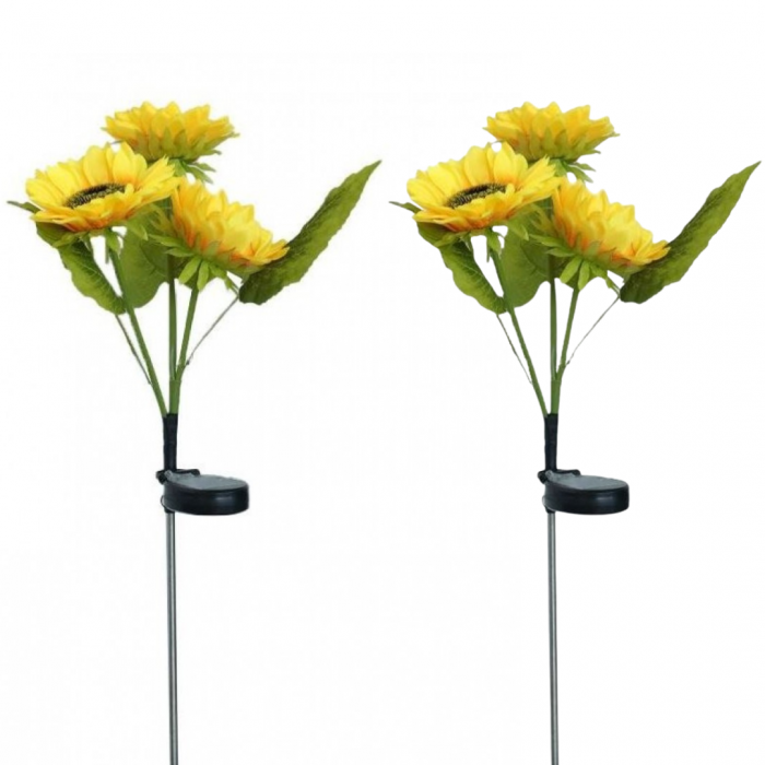 Set 4 x Lămpi Solare LED tip Floarea Soarelui pentru Grădină, 10 Micro-LED-uri, Înălțime 70 cm, IP65, Iluminare Automată cu Senzor [8]