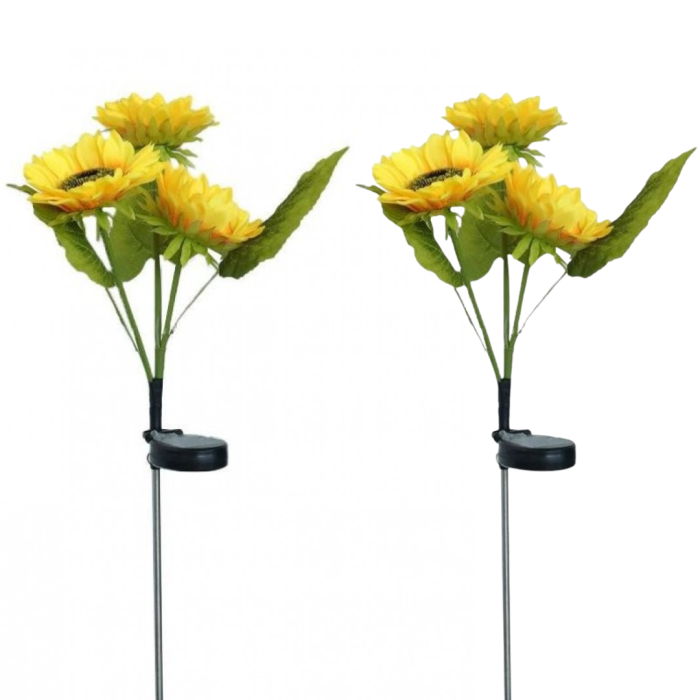 Set 2 Lămpi Solare cu 6 Flori LED tip Floarea Soarelui, 70 cm [3]