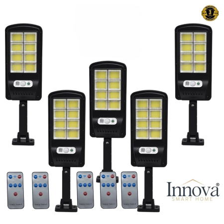 Lampi Solare Stradale - Set 5 Lampi cu Incarcare Solara prin Inductie 160 LED-uri COB, telecomanda