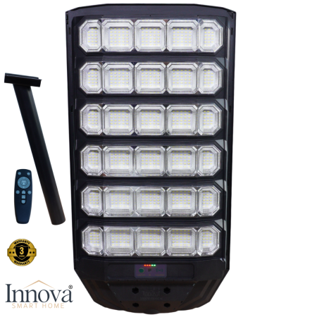 Lampi Solare Stradale - Lampa Solara Stradala Polaris Innova 1600W - LED 120 000 lm, Senzor Lumina/Miscare si Telecomanda, IP66 & Suport Prindere+Cadou Surpriza