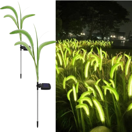 Pachete Promotionale - Set 2 lampi solare iarba ornamentala verde 80cm LED lumina calda IP66