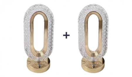 CASA SI GRADINA - Set 2x Lampa Diamond Crystal LED cu 3 temperaturi de culoare,  alb rece, alb cald, neutru, culoare auriu