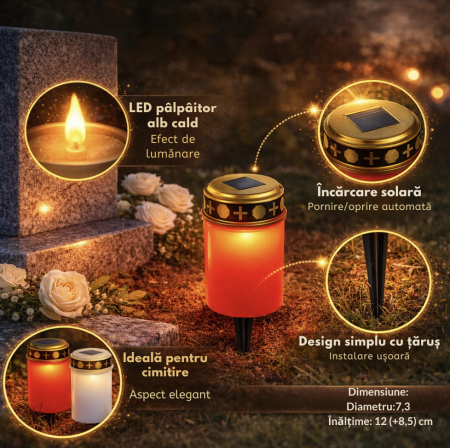 Pachete Promotionale - Set Candela Solara LED , Incarcare Solara, Pornire Automata, Rezistenta la Intemperii