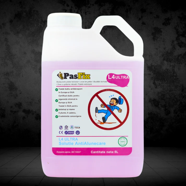 PasFix - Soluție Antialunecare PasFix L4 ULTRA 5L - Protecție profesională pentru podele lucioase, bucătării de hotel și zone cu grăsime ridicată