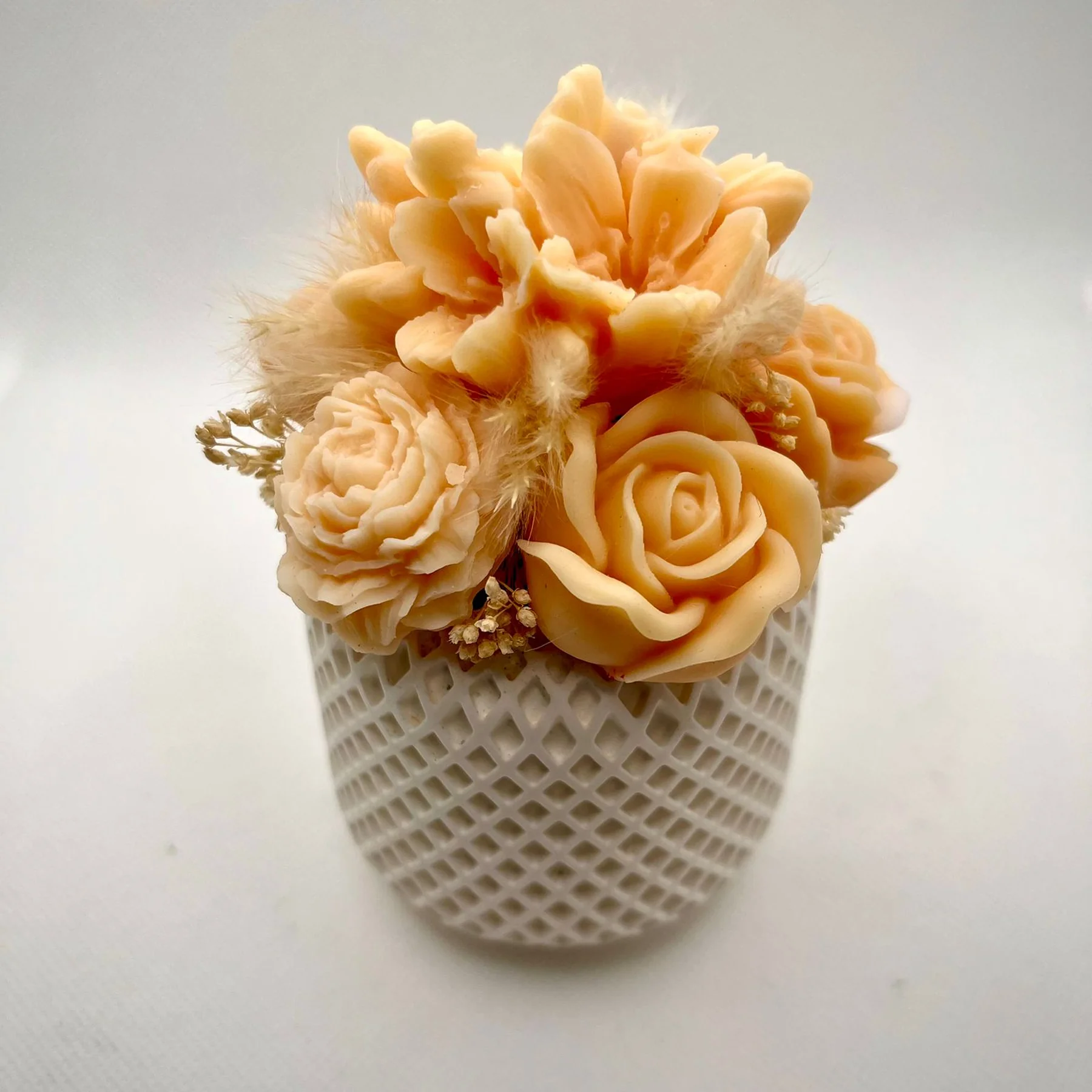 Aranjament floral din ceară de soia în vas ceramic – flori decorative premium cu flori uscate, cadou elegant [2]