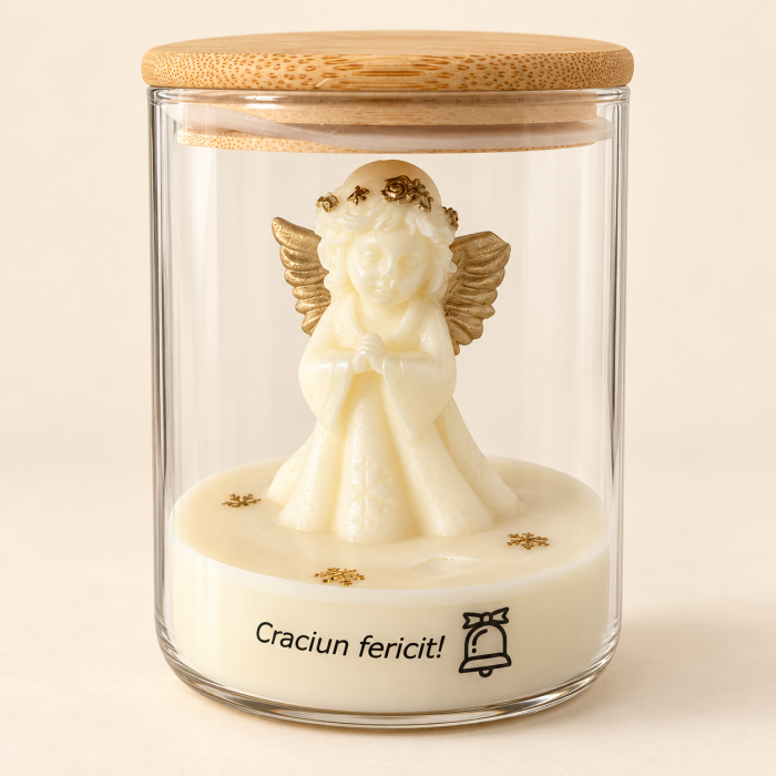 Lumânare decorativă din ceară de soia „Magia Crăciunului - Ingeras Auriu” [2]