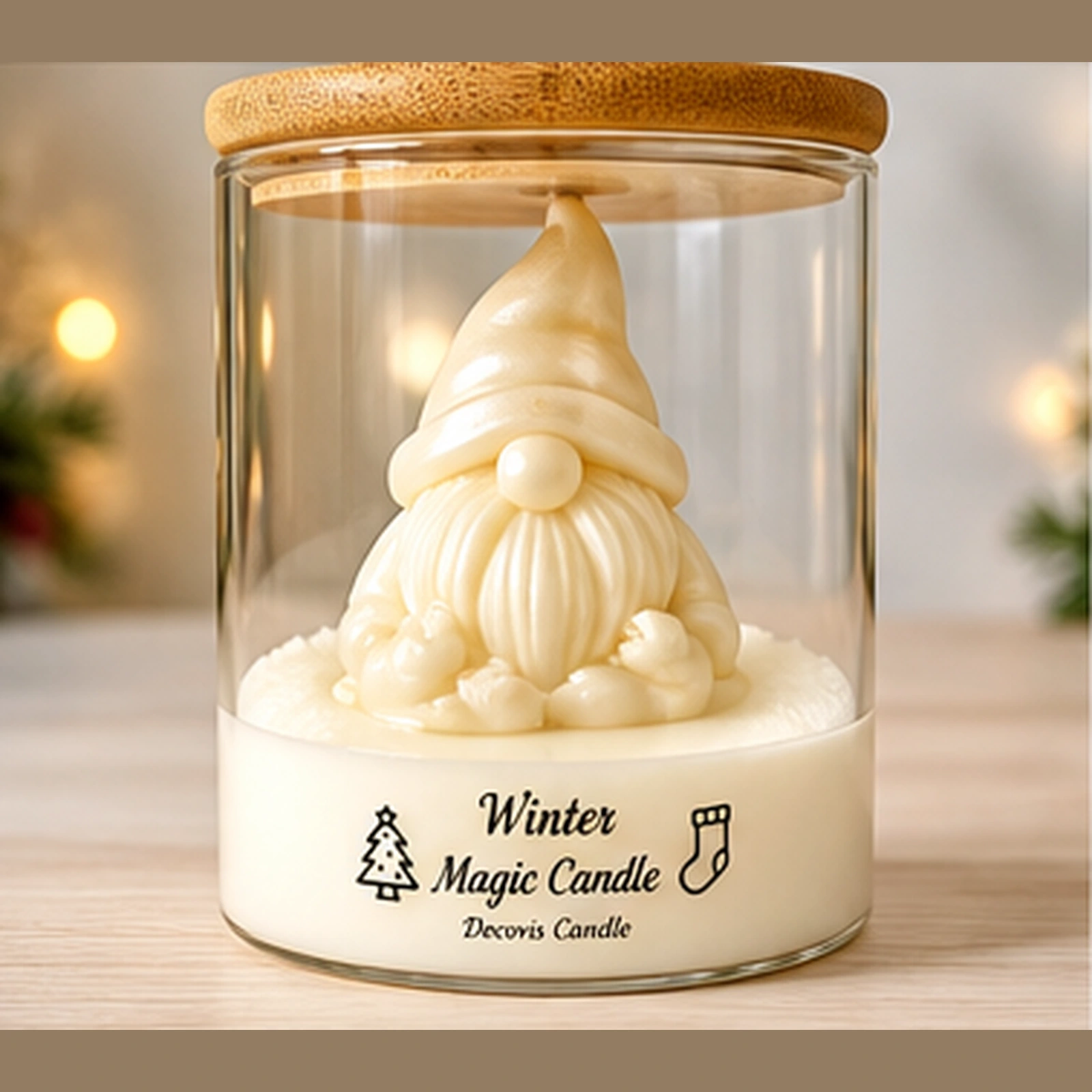 Lumânări tematice de Crăciun handmade - Lumânare decorativă din ceară de soia „Magia Crăciunului - Gnom”