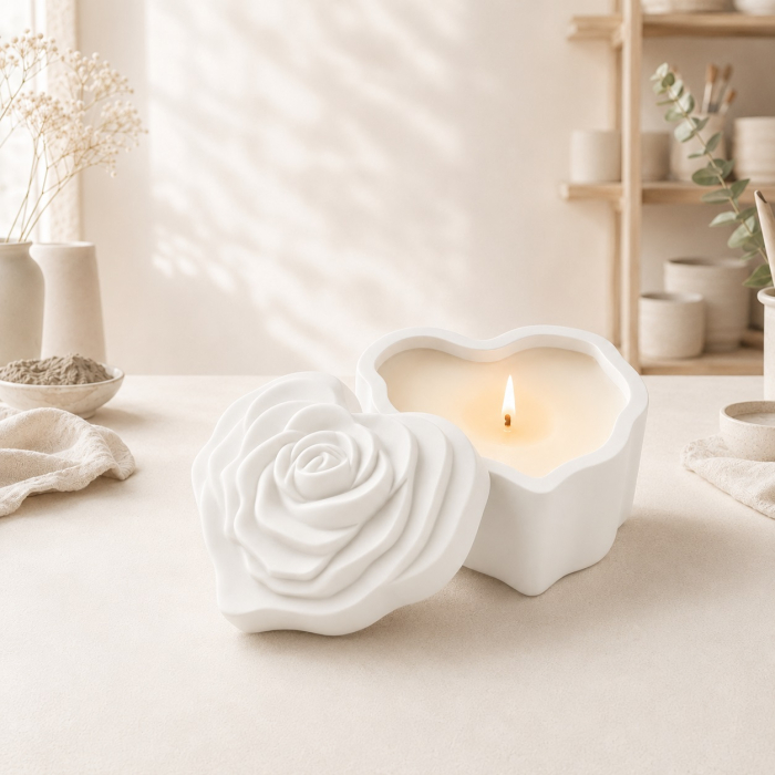 Lumanare decorativa in suport ceramic in forma de Inima cu capac [1]