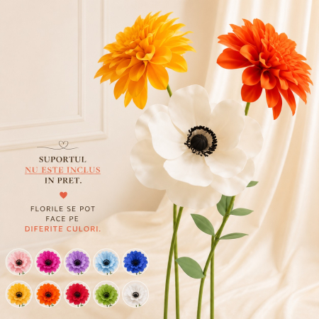 Aranjamente flori din hartie floristica - Flori Gigante din Spuma EVA - Set 3 flori