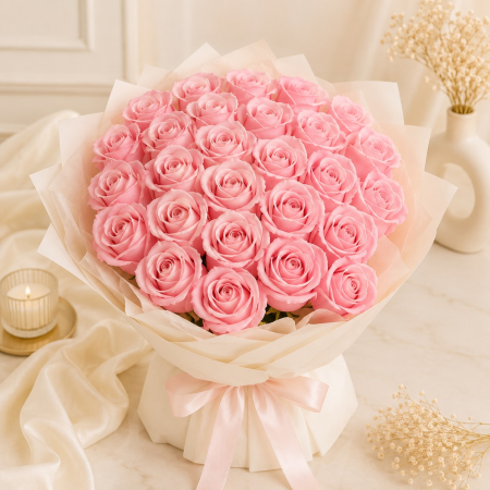 Aranjamente flori din sapun - Buchet 31 trandafiri de sapun roz