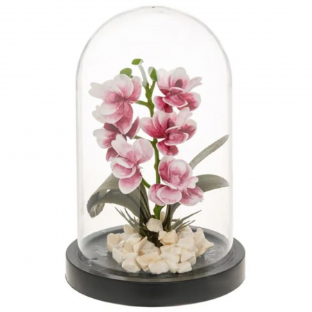 Aranjamente flori plastic - Cupola cu orhidee roz artificiala