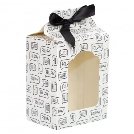 Botez - Cutie pentru marturii cu fereastra si funda de saten