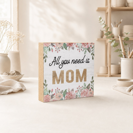 Alte Decoratiuni - Decoratiune din lemn cu mesaj All You Need is Mom