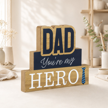 Alte Decoratiuni - Decoratiune din lemn cu mesaj Dad You're my Hero