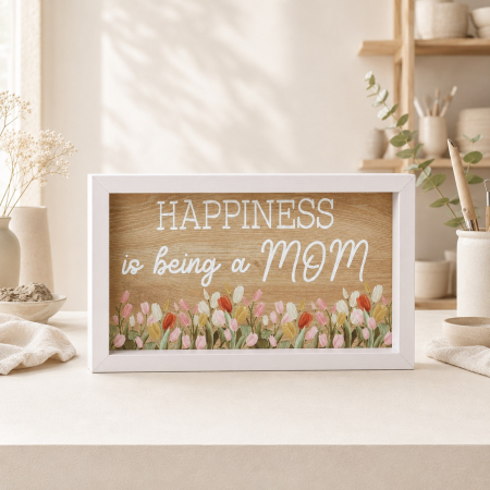 Alte Decoratiuni - Decoratiune din lemn cu mesaj Happiness is Being a Mom