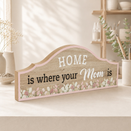 Alte Decoratiuni - Decoratiune din lemn cu mesaj Home is Where your Mom is
