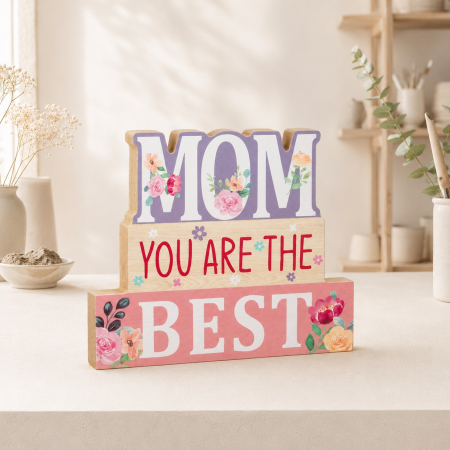 Alte Decoratiuni - Decoratiune din lemn cu mesaj Mom You Are the Best