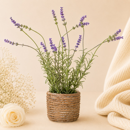 Aranjamente si decoratiuni florale - Ghiveci ceramic model rachita cu plante artificiale