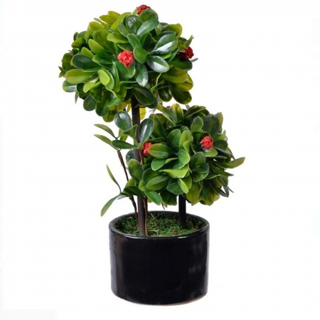 Produse tematice - Ghiveci decorativ cu bonsai cu flori rosii