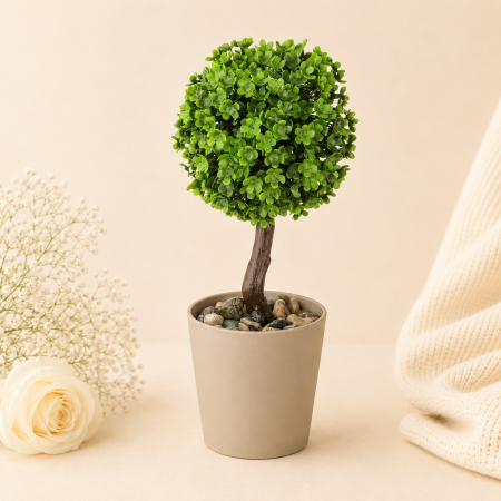 Aranjamente si decoratiuni florale - Ghiveci decorativ cu bonsai verde artificial