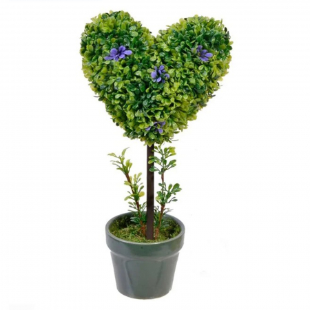 Aranjamente flori plastic - Ghiveci decorativ cu planta artificiala bonsai in forma de inima