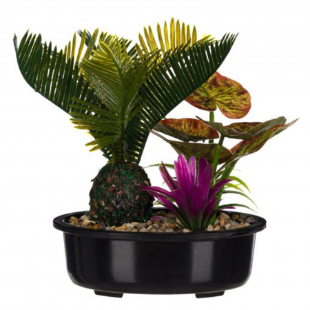 Aranjamente si decoratiuni florale - Ghiveci din plastic cu plante artificiale