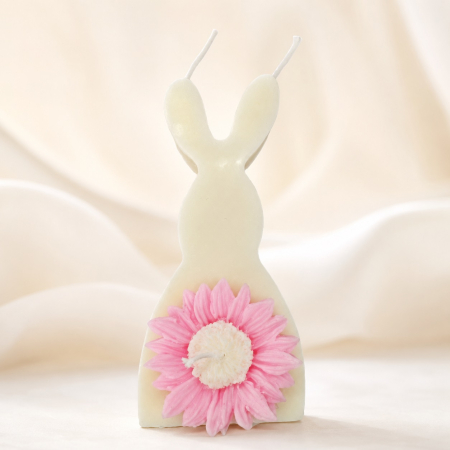 Paste - Lumanare decorativa ceara de soia Iepure cu Floare roz