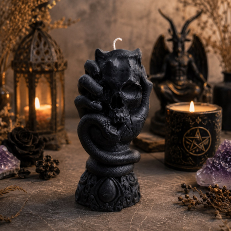 Lumanari decorative din ceara de soia - Lumanare decorativa Craniu cu Sarpe
