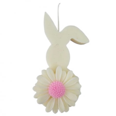 Produse tematice - Lumanare decorativa Iepure alb cu crizantema