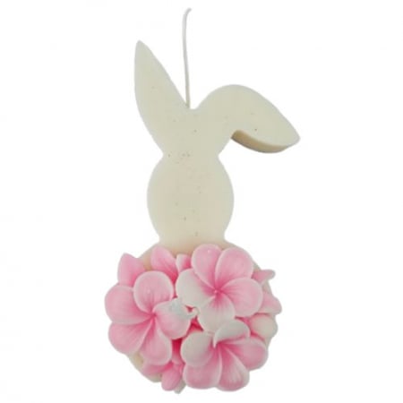 Produse tematice - Lumanare decorativa Iepure alb cu hortensie