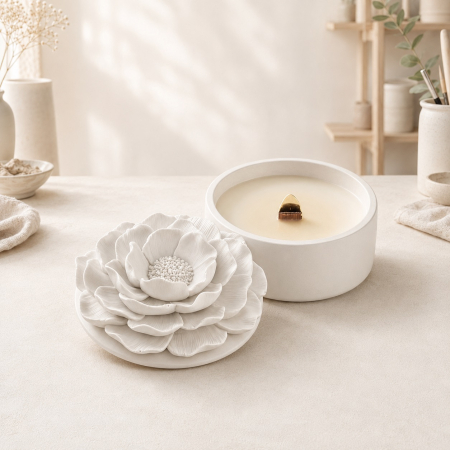 Lumanari decorative Flori - Lumanare decorativa in suport ceramic cu capac Floare