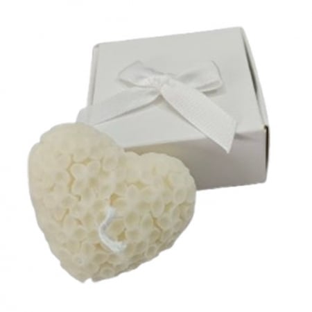 Produse tematice - Marturie din ceara de soia inima alba mica