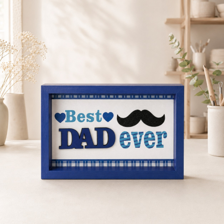 Alte Decoratiuni - Rama foto din lemn albastra cu mesaj Best Dad Ever