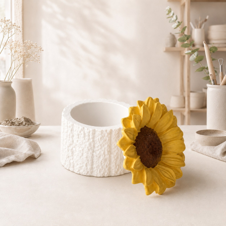 Decoratiuni Handmade - Suport ceramic decorativ Floarea soarelui
