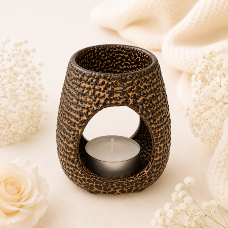 Wax Melts - Suport ceramic negru auriu pentru Wax Melts