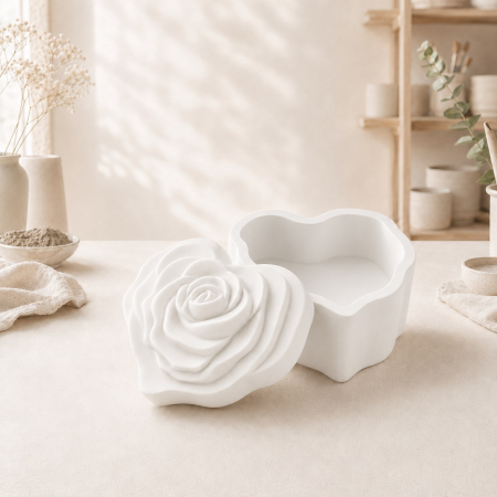 Decoratiuni - Suport decorativ ceramic in forma de inima cu capac