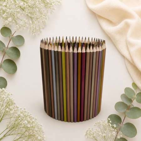 Decoratiuni Handmade - Suport decorativ rotund din creioane colorate maro
