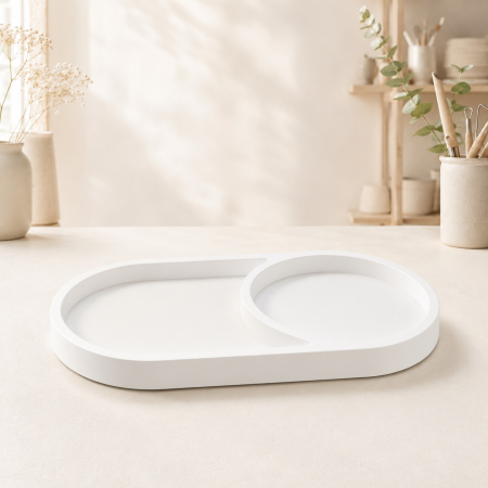 Decoratiuni - Tava decorativa ceramica cu doua compartimente