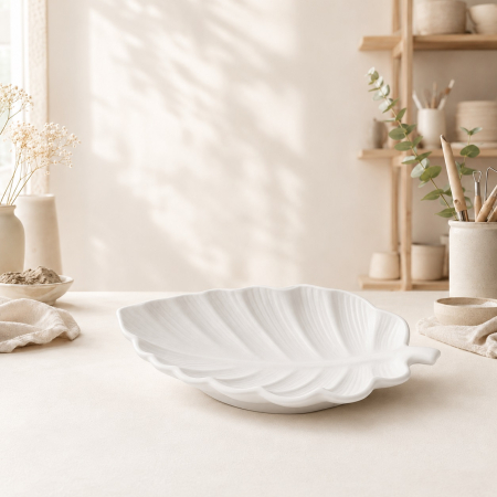 Decoratiuni - Tava decorativa ceramica in forma de frunza