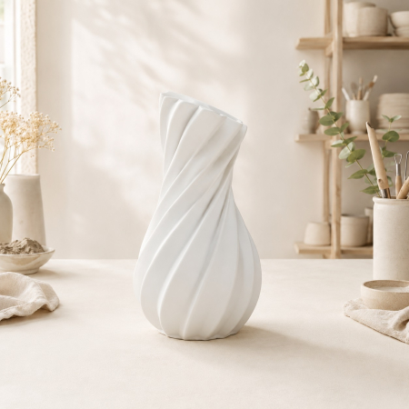 Decoratiuni Handmade - Vaza ceramica decorativa rasucita