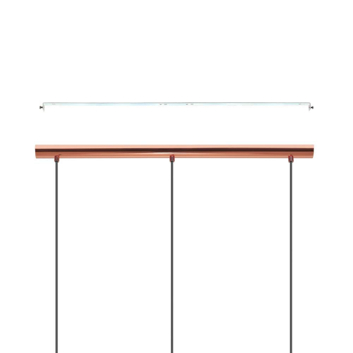 Lustra suspendata cupru cu 3 abajururi din sticla transparenta [3]