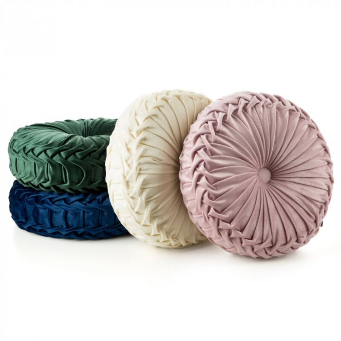 Pernă decorativă rotundă din catifea crem 40 cm [3]