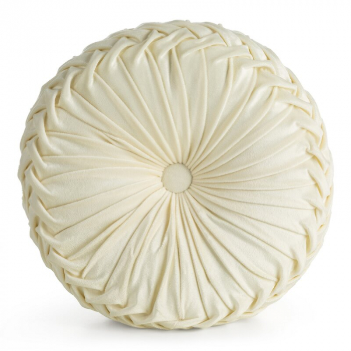 Pernă decorativă rotundă din catifea crem 40 cm [2]