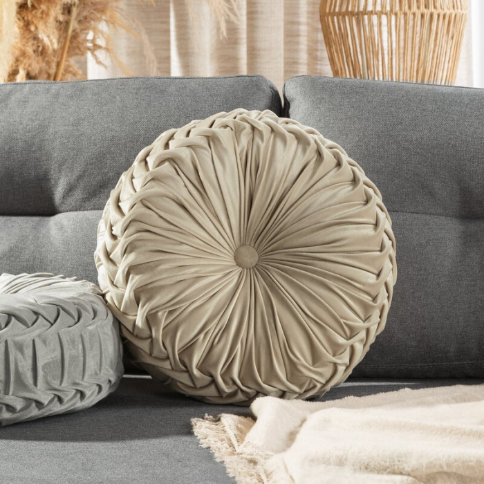 Perna decorativa rotunda din catifea gri 40 cm [2]
