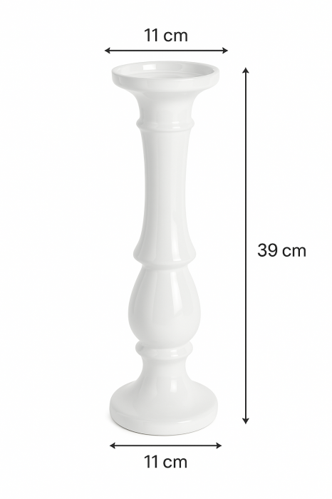 Suport Lumanare Ceramic Alb – 11x39 cm [3]