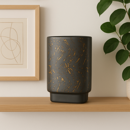 ⇢ Vaze - Vas decorativ ceramic cu accente aurii 20X10X28cm